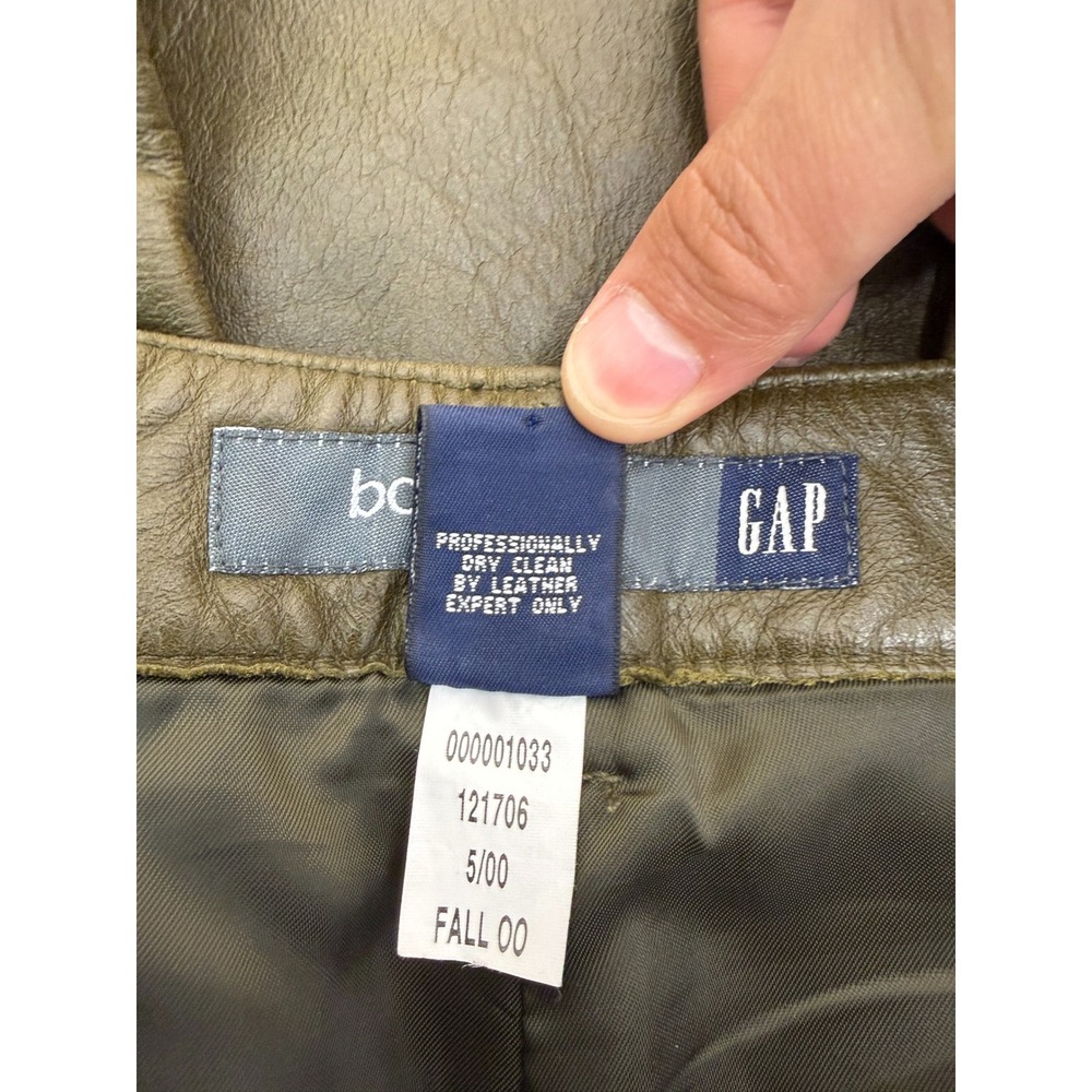 Gap Leather Pants Women's Size 8 Olive Green Vintage Boot Cut - Picture 4 of 4